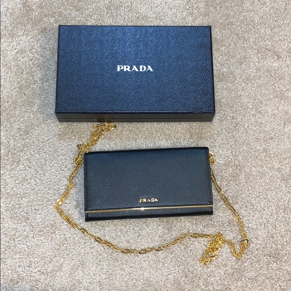 Authentic Prada Saffiano Wallet on a chain. - Picture 2 of 8